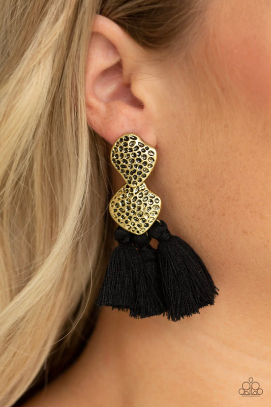 Tenacious Tassel- Black Earrings