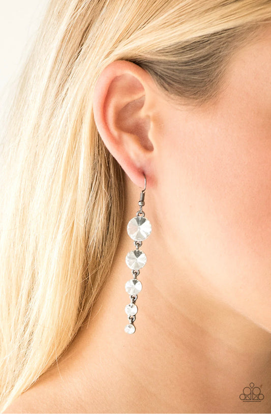 Raining Rhinestones - Black Earrings