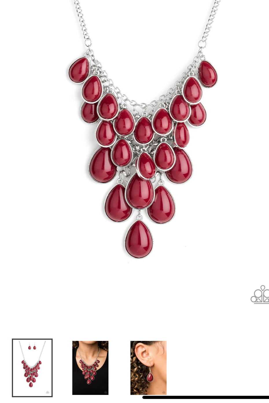 Shop Til You Teardrop- Red Necklace