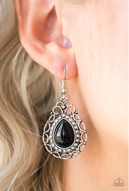 Flirty Finesse - Black Earrings