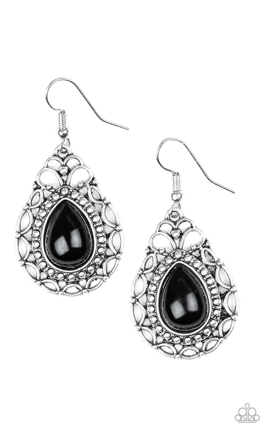 Flirty Finesse - Black Earrings