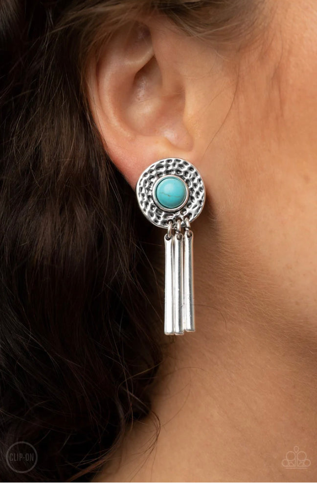 Desert Amulet - Blue Earrings (Clip Ons)