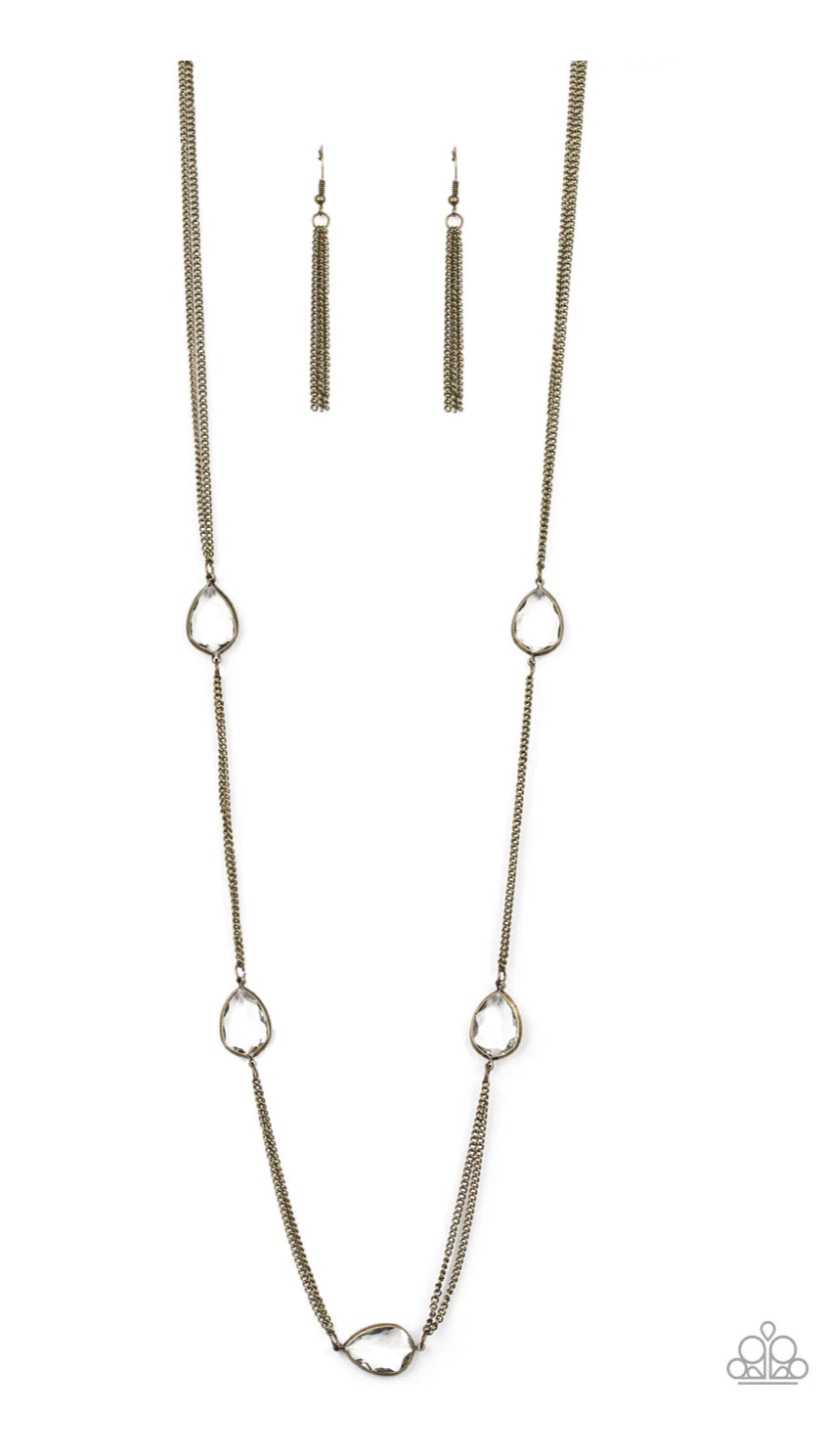 Teardrop Timelessness - Brass Necklace