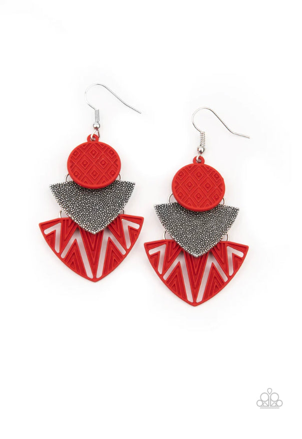 Jurassic Juxtaposition - Red Earrings