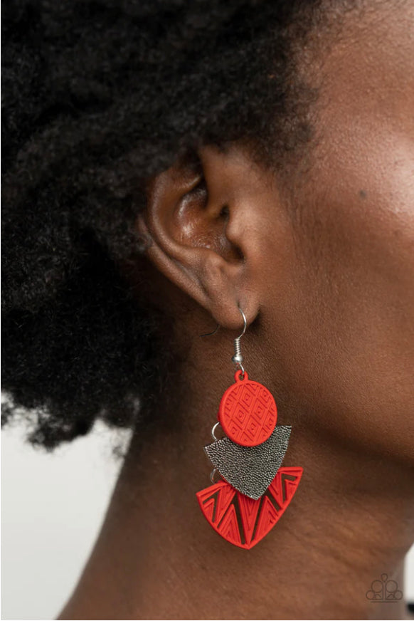 Jurassic Juxtaposition - Red Earrings