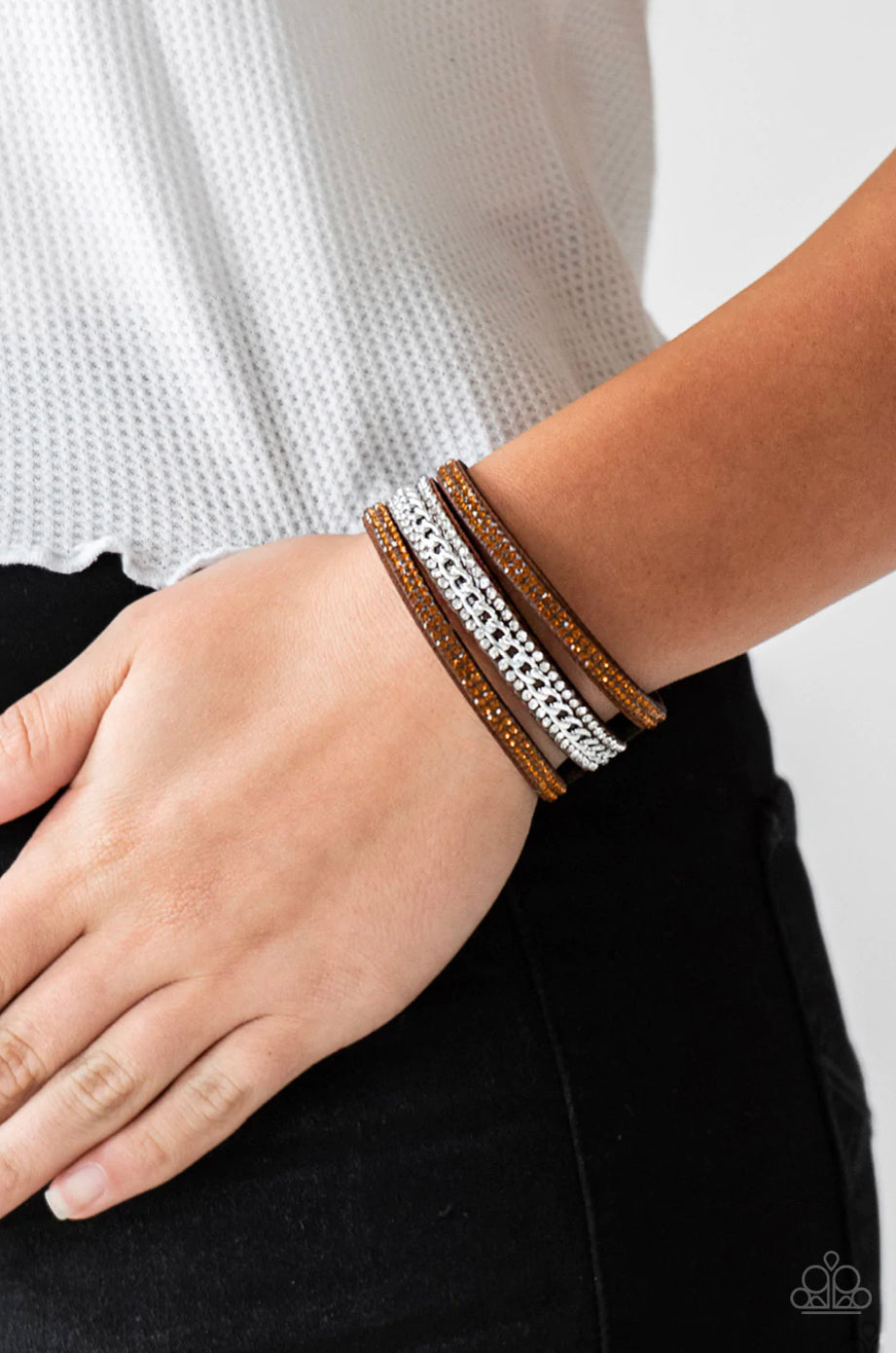 Rollin In Rhinestones - Brown Bracelet