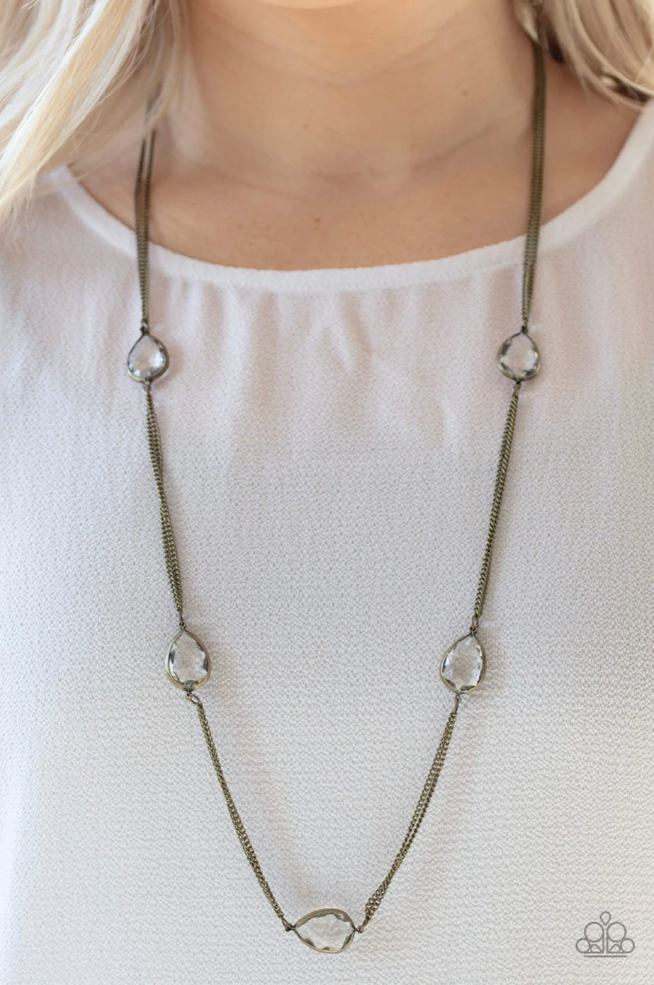 Teardrop Timelessness - Brass Necklace