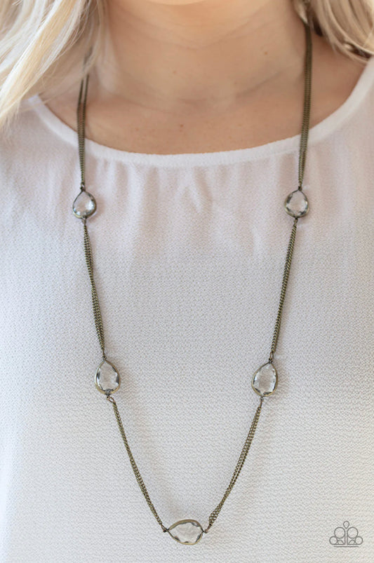 Teardrop Timelessness - Brass Necklace