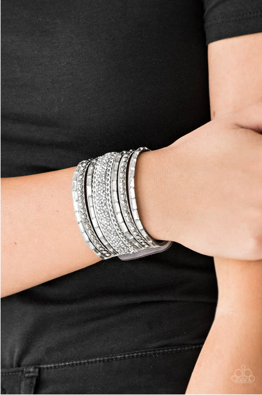 Rhinestone Rumble - Silver Bracelet