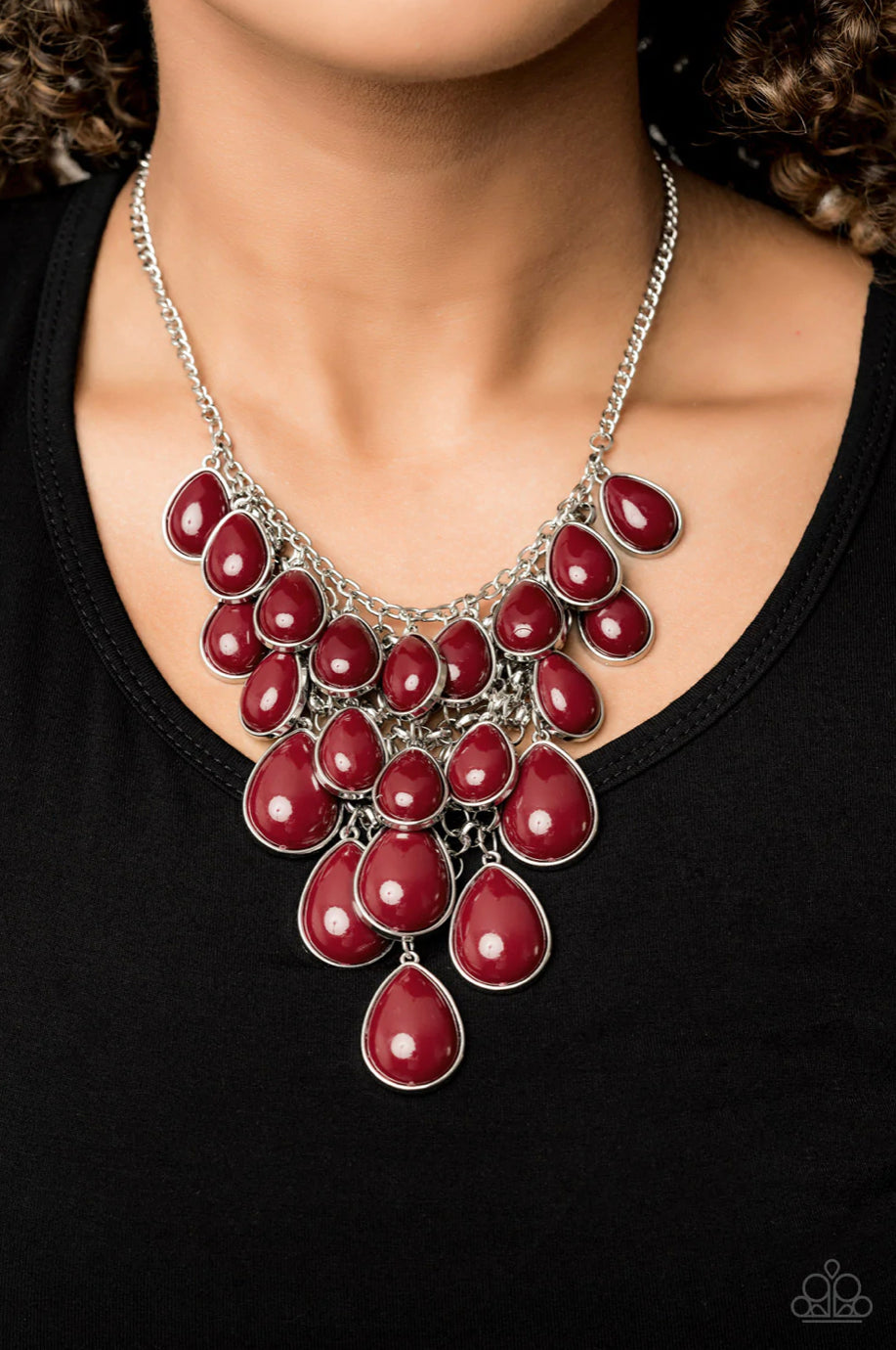 Shop Til You Teardrop- Red Necklace