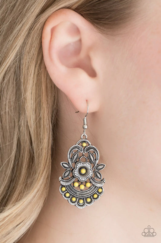 Blooming Bora Bora - Yellow Earrings