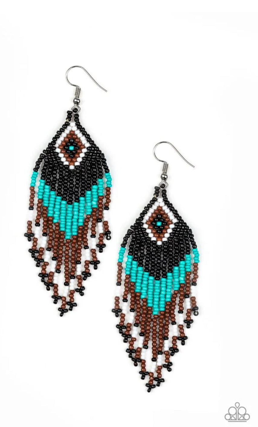 Wind-Blown Wanderer - Blue Brown Earrings