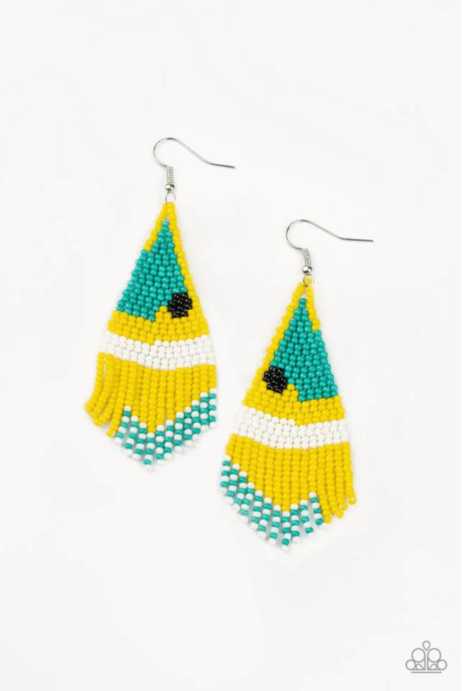 Brightly Beaded - Yellow Earrings