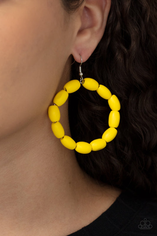 Living The WOOD Life - Yellow Earrings